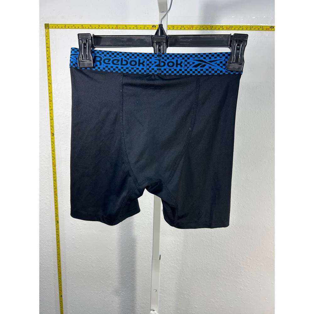 Reebok Boys Performance Boxer Briefs Black Blue Checkered Waistband Size L 12/14